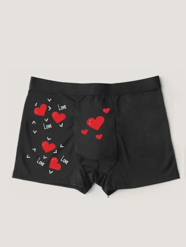Men's Comfortable Boxer Shorts Underwear with Heart Shaped Love Print, Valentine's Day Gift, Elastic Underwear S-XXL - Image 2