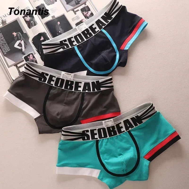 3PCS/SET Cotton Underwear For Men Fashion Multicolor Color Mid-Waist Boxer Shorts and Underpants Breathable Men's Panties - Image 2
