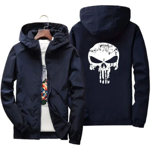 2024 Spring Casual Skull Windbreaker Thin Sunscreen Hooded Coat Mens Sports Pilot Cycling Camping Jacket Plus Size 7XL fashion - Image 3