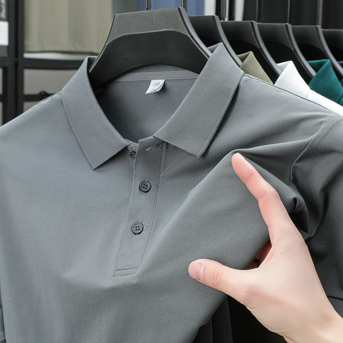 Summer New Korean Version Fashion Golf Lapel Polo Short Sleeve Business Men's Solid Color Design Breathable Casual Cool T-shirt - Image 2