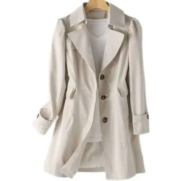 2024 Spring Autumn New Slim Fit Women's Trench Jacket Single-Breasted Petite Medium Length Korean Style Elegant Chic Women's Clo - Image 3