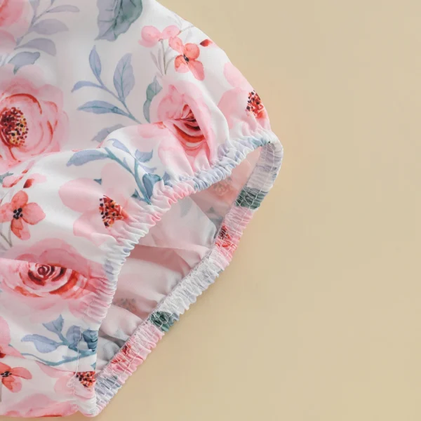 MISOWMNJOY Sweet Baby Girl Clothes for Summer Newborn Outfits Letter Print Romper Floral Print Shorts Headband 3Pcs Clothes Set - Image 6