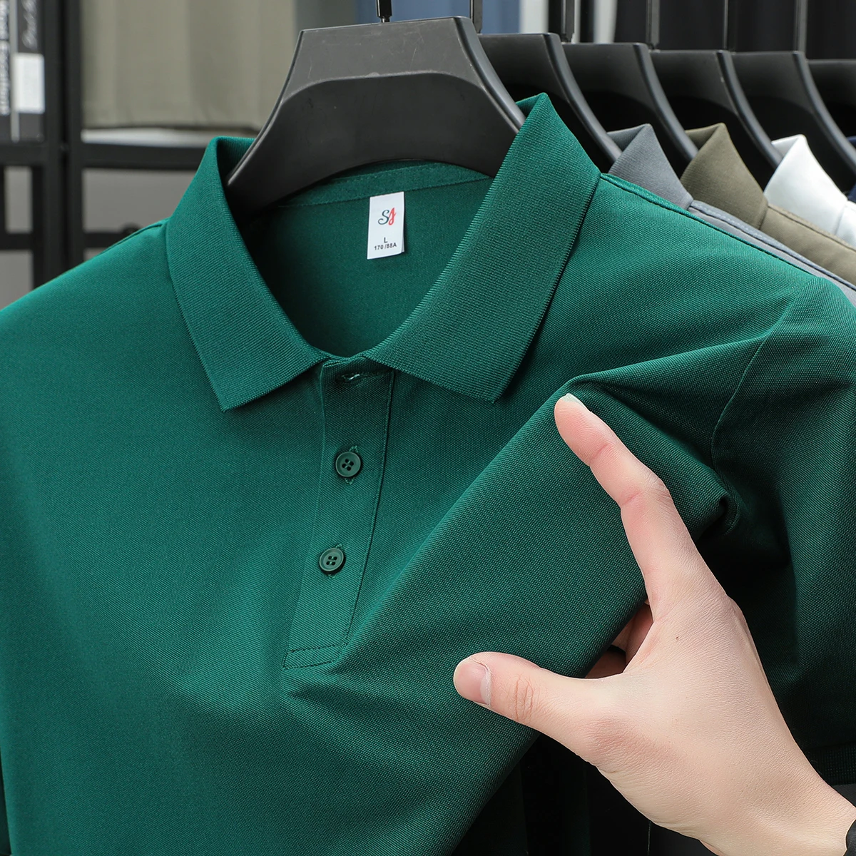 Summer New Korean Version Fashion Golf Lapel Polo Short Sleeve Business Men's Solid Color Design Breathable Casual Cool T-shirt - Image 4