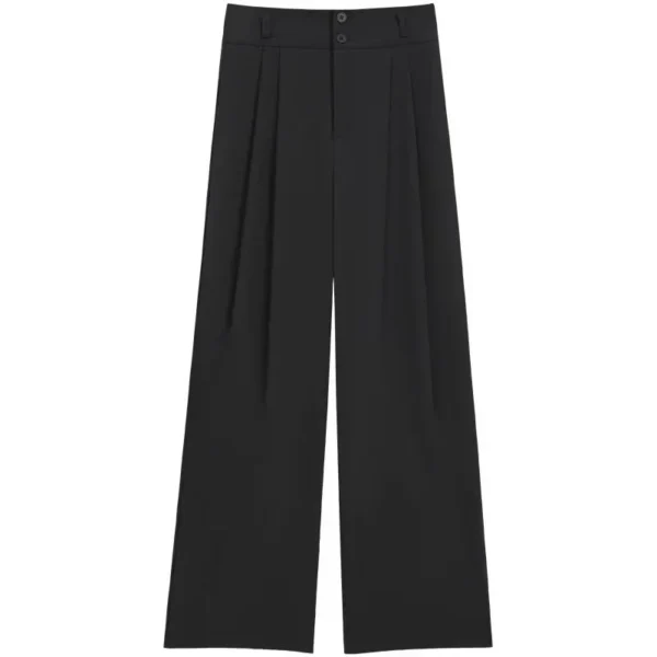 High-End Draped Kaki Straight-Leg Pants Narrow Bell Bottoms Women's Casual Spring 2024 Fashion Elégant Style High-Quality Fabri - Image 4
