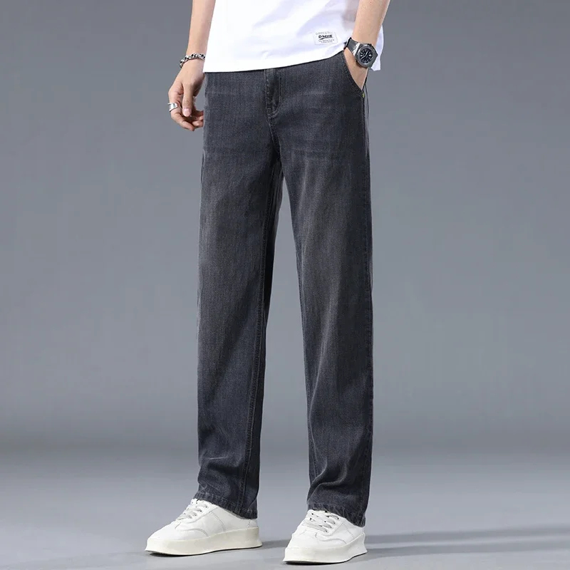 Lyocell Business Jeans Men's Spring Thin Casual Straight Fashion Loose Brand Pants Comfortable Male Denim Trousers - Image 5