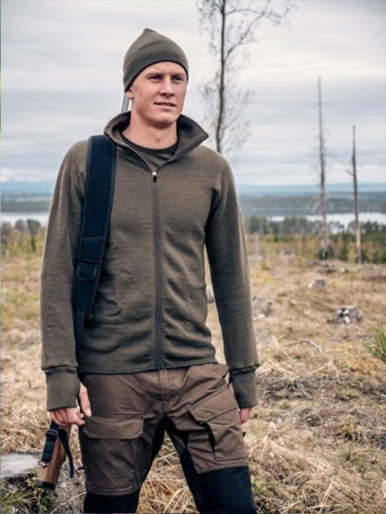 Grey shell outdoor men's Spring and autumn Merino wool windproof pulled wool coat Merino wool casual sport coat - Image 4