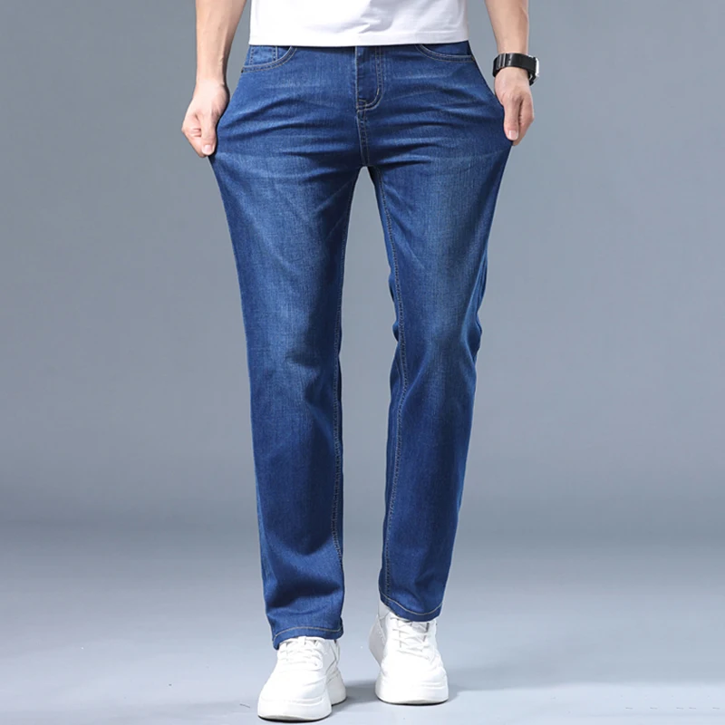New Men's Summer Loose Straight Trendy Casual Men's Pants with Elastic Versatile Denim Jeans Male Classic Fashion - Image 3