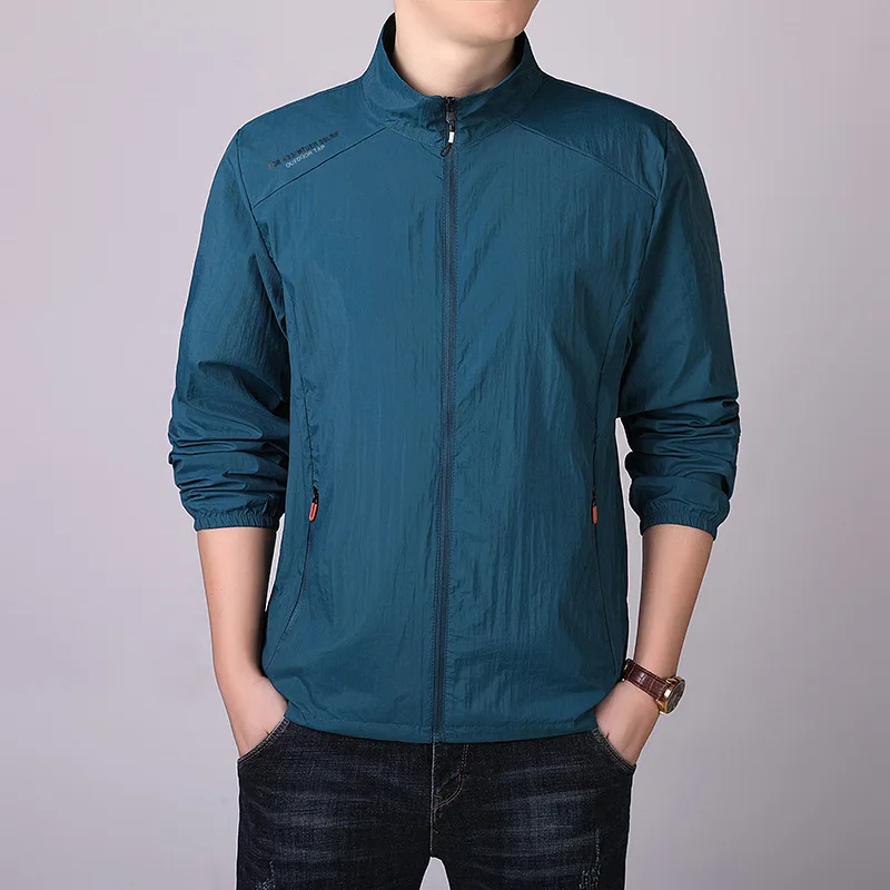 Korean Sunscreen Zipper Jacket Fishing Coats Men's Breathable Sports UV Protection Quick Dry Skin Windproof S