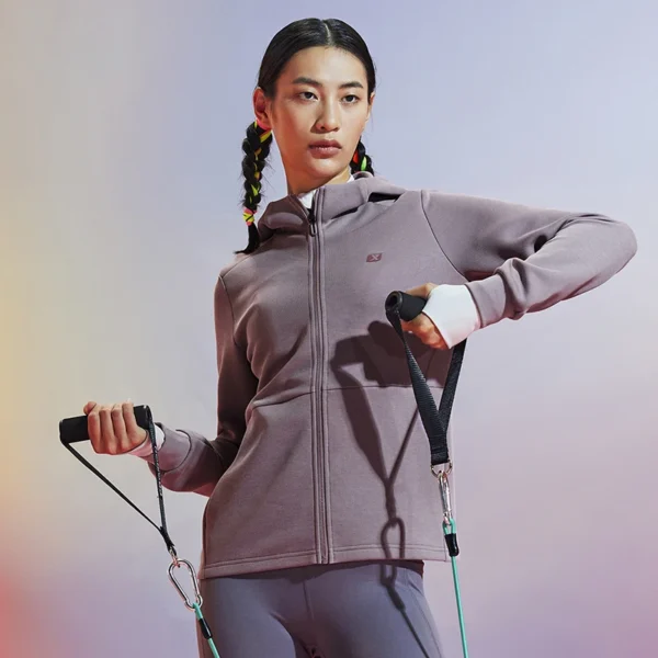 Xtep Jacket Women Solid Color Causal Hooded Knitted Sports Coat 2023 New Autumn Comfortable Long Sleeve Female Tops 877328940050 - Image 2