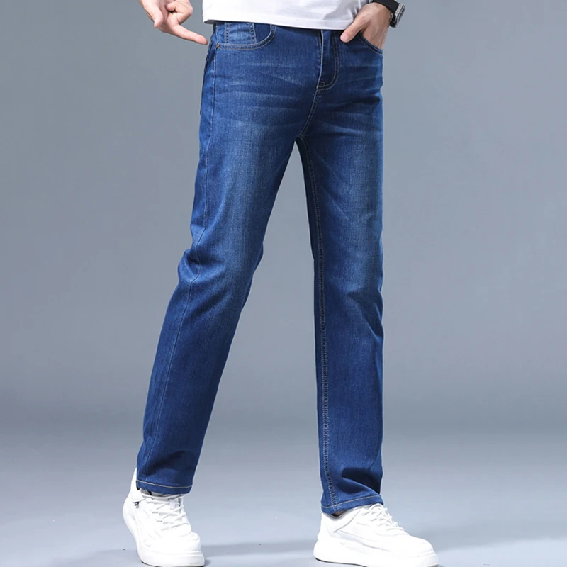 New Men's Summer Loose Straight Trendy Casual Men's Pants with Elastic Versatile Denim Jeans Male Classic Fashion - Image 4