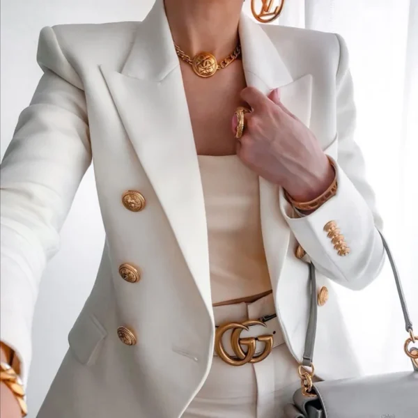 Ladies Fashion Solid Coat Luxury Female Coats Casual Blazer Korean Spring Autumn Clothing Women Slim Suit Coat Office Jacket - Image 4