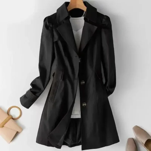 2024 Spring Autumn New Slim Fit Women's Trench Jacket Single-Breasted Petite Medium Length Korean Style Elegant Chic Women's Clo - Image 2