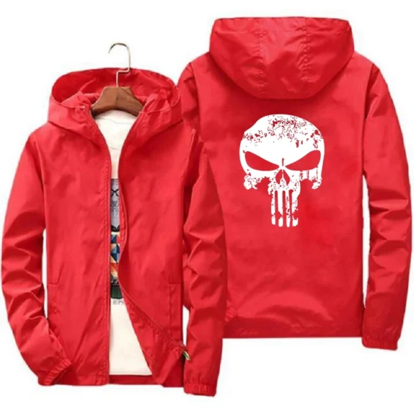 2024 Spring Casual Skull Windbreaker Thin Sunscreen Hooded Coat Mens Sports Pilot Cycling Camping Jacket Plus Size 7XL fashion - Image 2