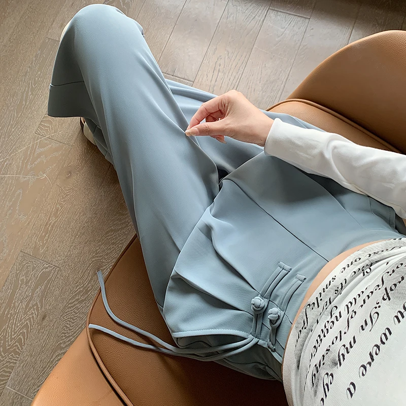 High Waist Buttons Suit Wide Leg Women's Full Pants 2024 New Spring Summer Female Elegant Minimalism Straight Loose Trousers - Image 5
