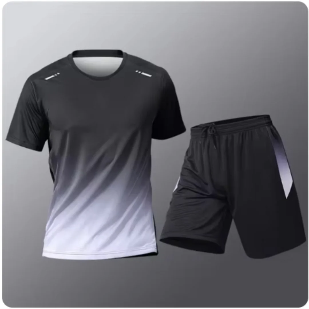Summer Fitness Men Running Short Sleeve T-Shirt +Shorts Two Piece Set Sportswear Casual Fitness Sports Quick-drying Sets S-4XL - Image 5