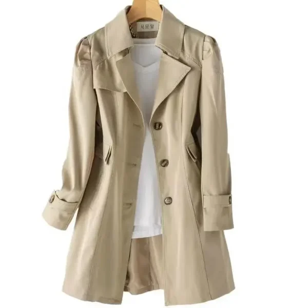 2024 Spring Autumn New Slim Fit Women's Trench Jacket Single-Breasted Petite Medium Length Korean Style Elegant Chic Women's Clo - Image 5