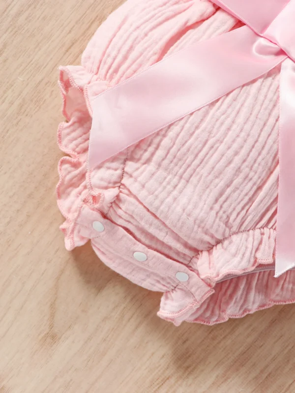 Baby Girl Solid Color Sleeveless Lace Strap Triangle jumpsuit Baby Girl Cute Casual Triangle jumpsuit - Image 6
