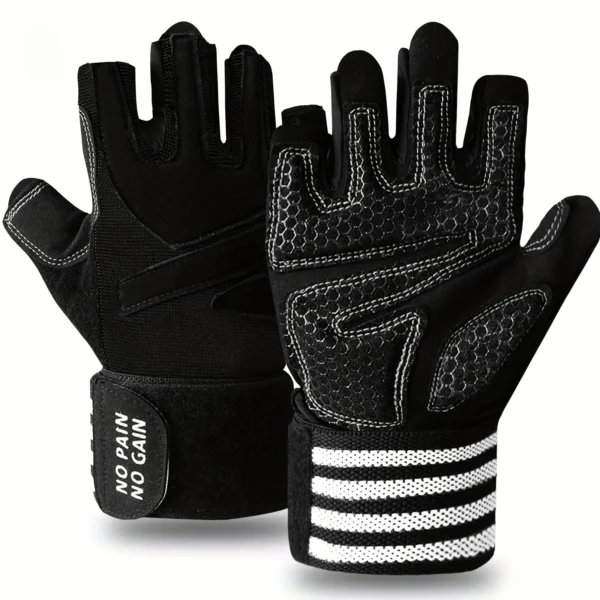 Half Finger Weightlifting Workout Gloves with Wrist Strap Support for Weight Lifting Gym Fitness Exercise Men