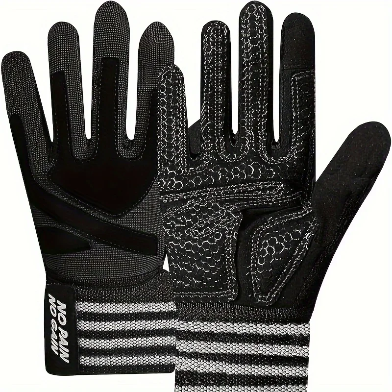 Weightlifting Workout Gloves Full Finger With Wrist Strap Support With Padded Grip For Weightlifting Gym Fitness Sports