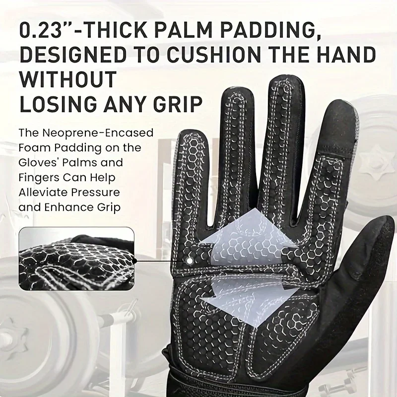 Weightlifting Workout Gloves Full Finger With Wrist Strap Support With Padded Grip For Weightlifting Gym Fitness Sports - Image 3
