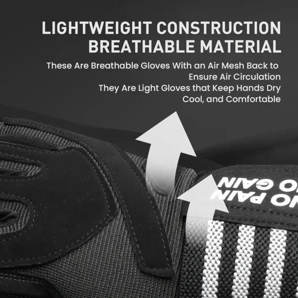 Half Finger Weightlifting Workout Gloves with Wrist Strap Support for Weight Lifting Gym Fitness Exercise Men - Image 5
