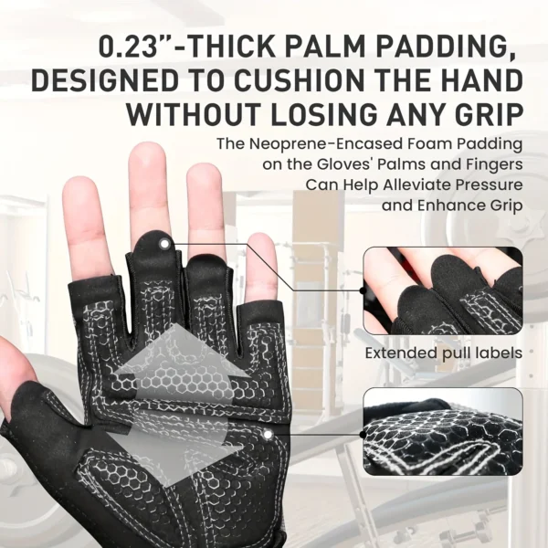 Half Finger Weightlifting Workout Gloves with Wrist Strap Support for Weight Lifting Gym Fitness Exercise Men - Image 3