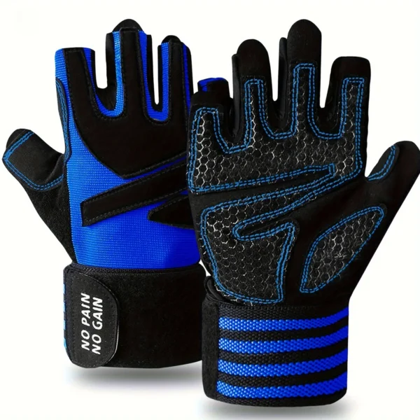 Half Finger Weightlifting Workout Gloves with Wrist Strap Support for Weight Lifting Gym Fitness Exercise Men - Image 2