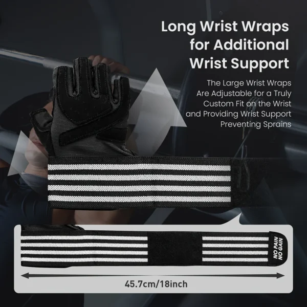 Half Finger Weightlifting Workout Gloves with Wrist Strap Support for Weight Lifting Gym Fitness Exercise Men - Image 4